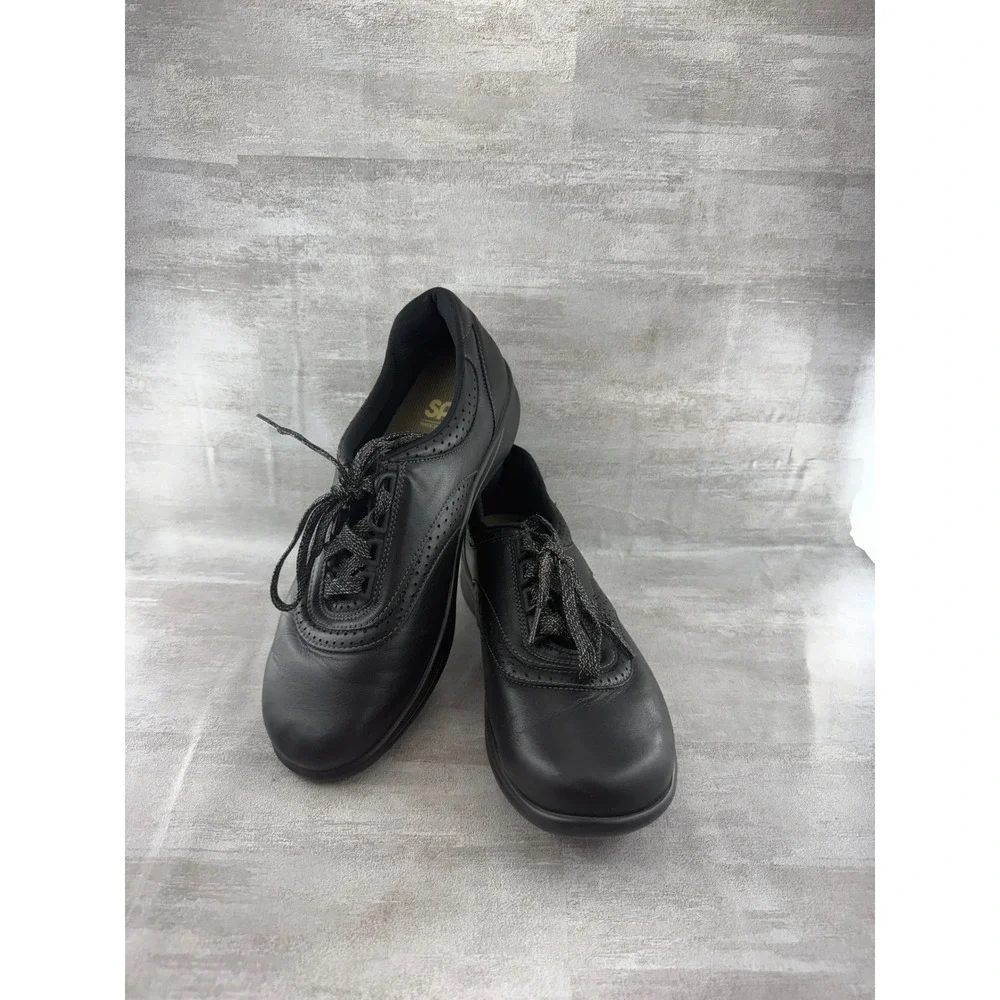SAS Walk Easy Women Sz 8.5N Black Leather Lace Up Walking Shoes Made in USA